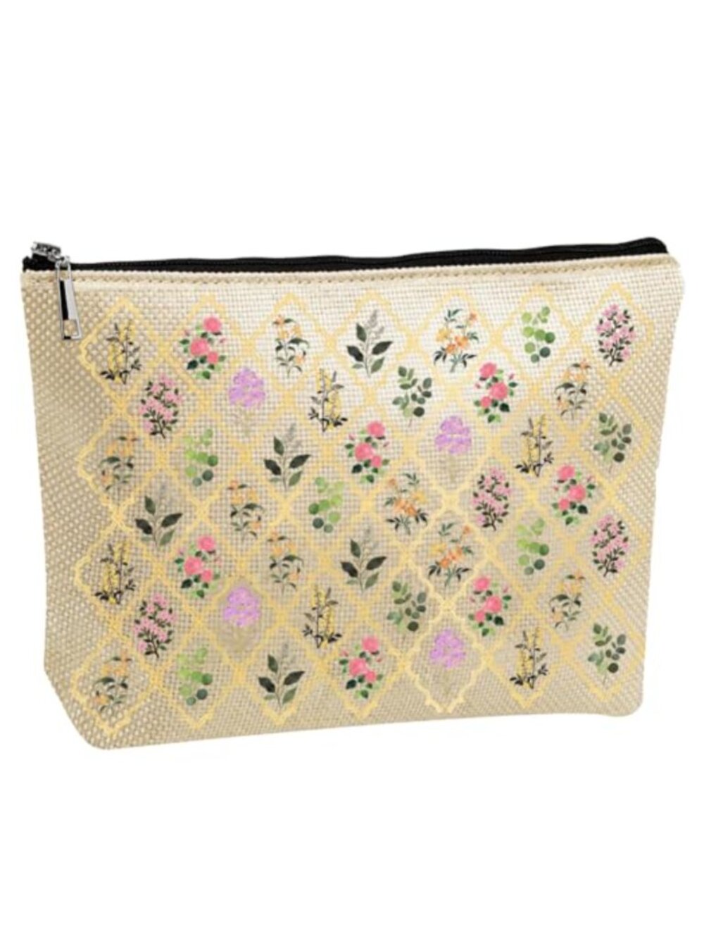 Canvas Floral Cosmetic Pouch Zipper Travel Toiletry Makeup Bag Organizer